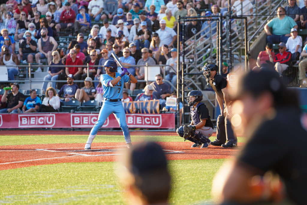 Ty Saunders in his batting stance // Andrew Forhan